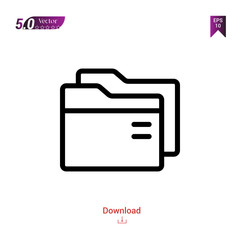 Outline Black folder icon. folder icon vector isolated on white background. miscellaneous-elements. Graphic design, mobile application, logo, user interface. EPS 10 format vector
