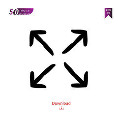 Outline Black expand icon. expand icon vector isolated on white background. handy-icon-collection. Graphic design, mobile application, logo, user interface. EPS 10 format vector