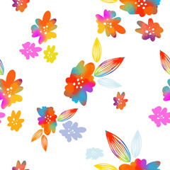 Obraz premium Multicolored seamless background of flowers. Vector illustration