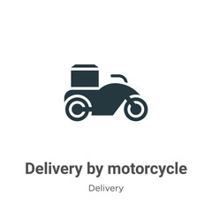 Obraz premium Delivery by motorcycle vector icon on white background. Flat vector delivery by motorcycle icon symbol sign from modern delivery collection for mobile concept and web apps design.