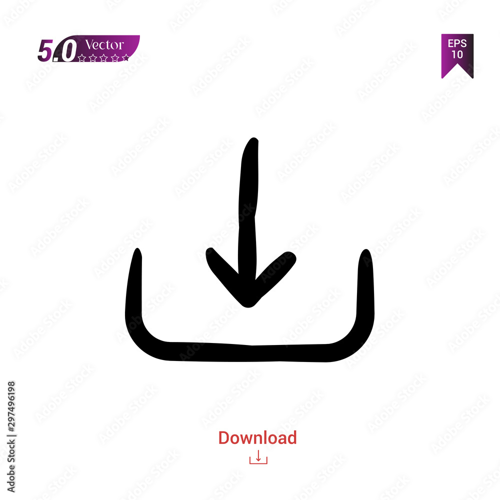 Fototapete outline black down-arrow icon vector isolated on white background. handy-icon-collection. graphic de