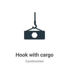 Hook with cargo vector icon on white background. Flat vector hook with cargo icon symbol sign from modern construction collection for mobile concept and web apps design.