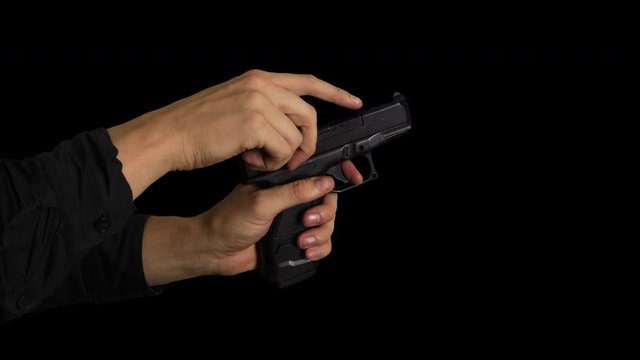 Slow Motion Hand Firing Gun on Transparent Background 2
