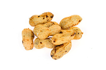 Peanuts on a white background