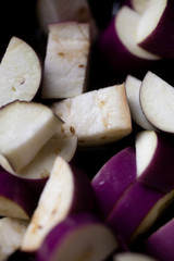 chopped eggplant in olive oil before cooking