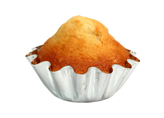 Cupcake in Metal Cake Mold. Isolated with clipping path.
