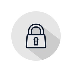Padlock icon vector, illustration of padlock isolated on grey circle. Protection, safety, security, privacy sign