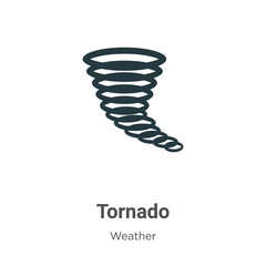 Tornado vector icon on white background. Flat vector tornado icon symbol sign from modern weather collection for mobile concept and web apps design.