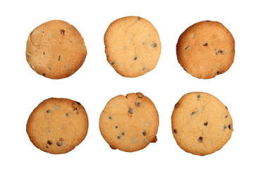 chocolate chip cookies isolated on white background