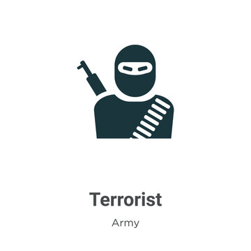 Terrorist vector icon on white background. Flat vector terrorist icon symbol sign from modern army collection for mobile concept and web apps design.