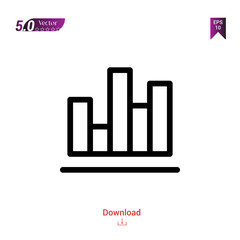 Outline Black bar-chart icon vector isolated on white background. miscellaneous-elements. Graphic design, mobile application, logo, user interface. EPS 10 format vector