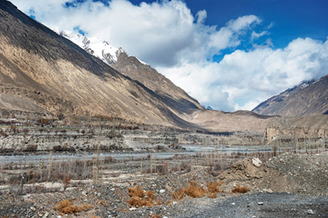 Karakoram Highway (N35), partly still under construction, along the old silk road, A friendship project of Pakistan-China, Indus Valley, Punjab Province, Pakistan.