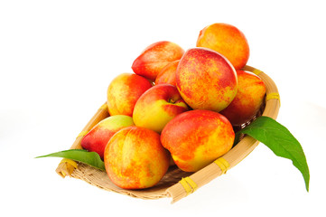 Peach on a white background