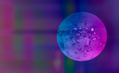 Party disco mirror ball reflecting colorful lights