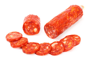 Chorizo Sausage isolated on a white background