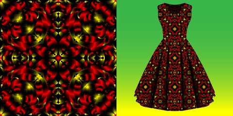 Fashion pattern on female dress mockup