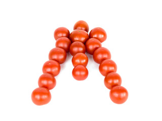 Tomatoes in a basket on a white background