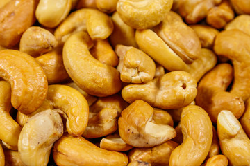 Background of roasted cashew nuts
