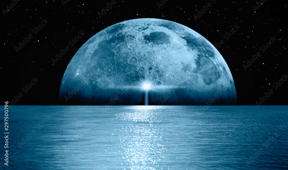 Aufkleber Night sky with moon in the clouds 