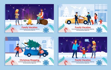 Rest on Family Vacation in Winter Banner Flat Set