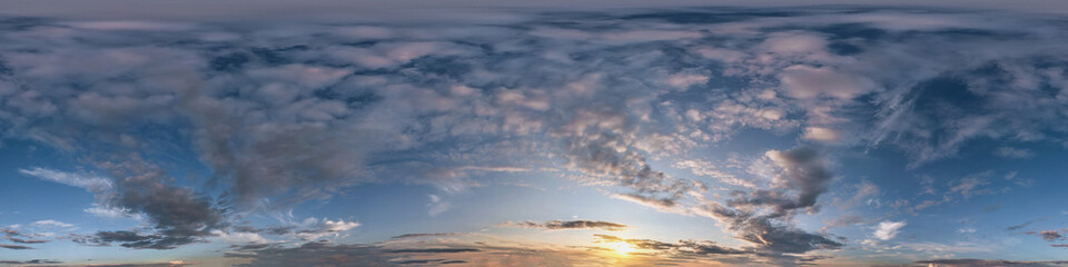 Seamless dark sky after sunset hdri panorama 360 degrees angle view with beautiful clouds  with...