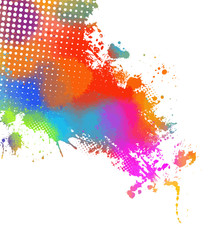 Rainbow colored paint stains on a white background. Vector illustration.