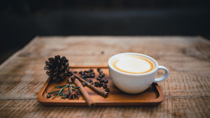 Coffee, black coffee, drip coffee, Coffee on a wooden tray in the morning