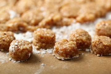 Making Praline (Chocolate Candy with Nut Filling)