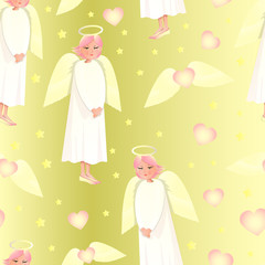 seamless pattern for baby clothes with cute angel
