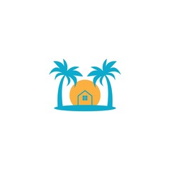 Fototapeta na wymiar Palm tree summer logo template vector