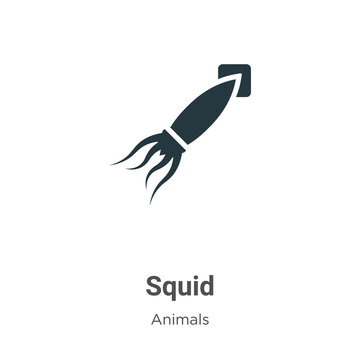 Squid vector icon on white background. Flat vector squid icon symbol sign from modern animals collection for mobile concept and web apps design.