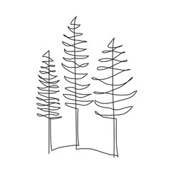 Pine tree one line drawing art. Abstract minimal style - 297506131