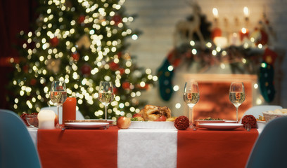 room decorated for Christmas