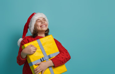 girl with Christmas gift