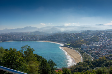 Obraz na płótnie Canvas Panoramic view of San Sebastian Beach in the Basque Country, Spain