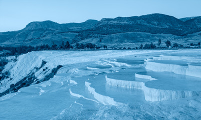 Natural travertine pools and terraces in Pamukkale. Cotton castle