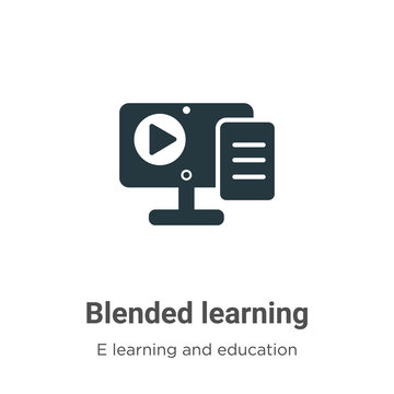 Blended learning vector icon on white background. Flat vector blended learning icon symbol sign from modern e learning and education collection for mobile concept and web apps design.