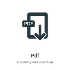 Pdf vector icon on white background. Flat vector pdf icon symbol sign from modern e learning and education collection for mobile concept and web apps design.