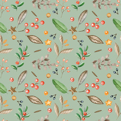 Christmas seamless pattern for cards, wrapping paper, invitations and other purposes.Watercolor seamless Christmas pattern 