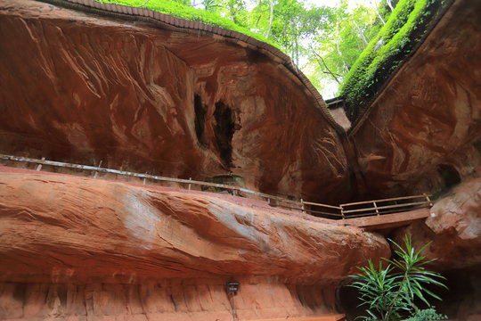 Stone pattern at Phu Thok temple  in Bueng Kan Province, Thailand