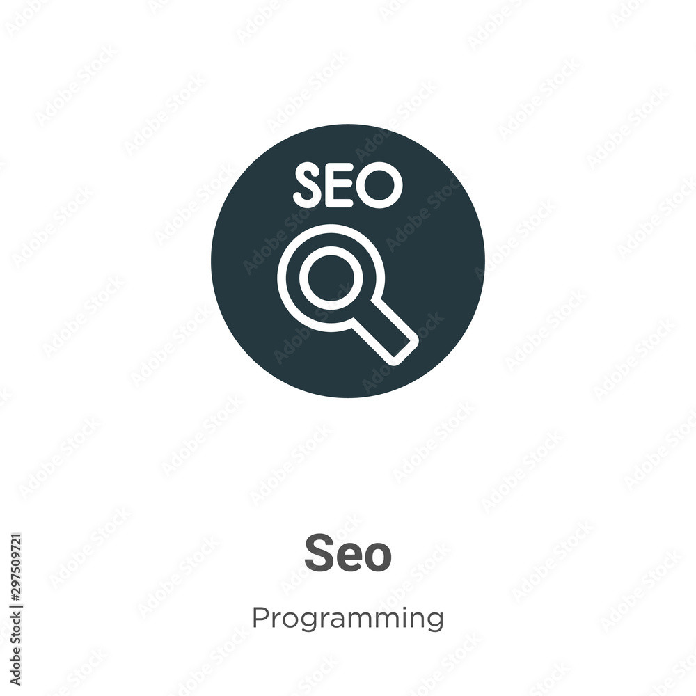 Poster seo vector icon on white background. flat vector seo icon symbol sign from modern programming collec
