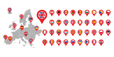 map of europe with 38 pointer flag set © M-KOS