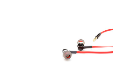 red earphone isolated on white background