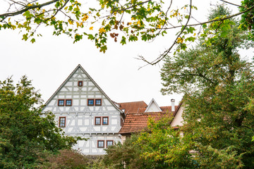 Fototapeta na wymiar Grey half timbered house in Besigheim. Germany