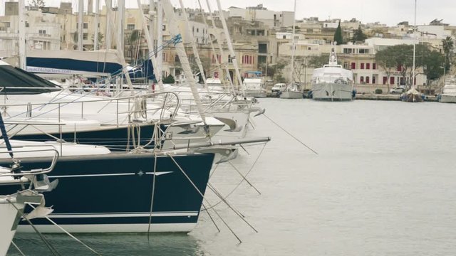 Sail Boats Moored At Msida Marina In Malta