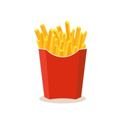 French potato pack box. Cartoon fastfood fry potato isolated illustration.
