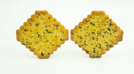 Vegetable crackers or biscuit isolated on white background