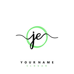 JE Initial handwriting logo vector