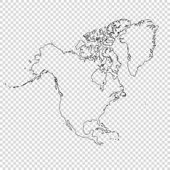 map of North America on transparent background