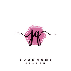 JQ Initial handwriting logo vector
